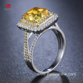 14K White Gold Cushion Yellow Diamond Moissanite Ring